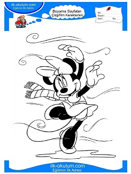 Çocuklar İçin Minnie-Mouse Boyama Sayfaları 